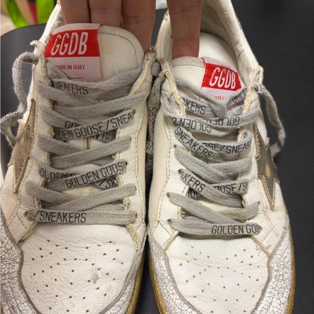 Golden Goose White, Gray & Gold Sneakers